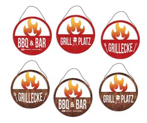 Adorno Metálico Colgante con Temática de Barbacoa y Parrilla, Divertido Adorno de Hierro, Letrero Metálico Redondo de Tamaño Pequeño - Product Image 1