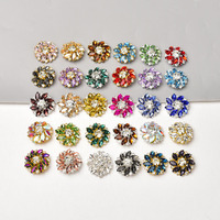Boutons en verre brillants en métal en forme de fleur de 27 mm, strass à griffes, boucle à dos plat, accessoires de couture pour décoration de mariage