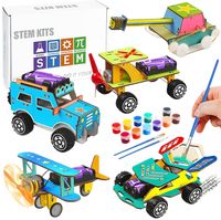 5 in 1 Puzzle Mobil Kayu 3D Bersertifikat CE, Baterai Alkaline AA, Mainan Edukasi Sains Teknik DIY untuk Anak-anak