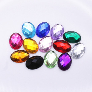 Diamantes de imitación ovalados facetados con reverso plano acrílico, técnicas cosidas, diamantes de imitación sueltos - Product Image 6