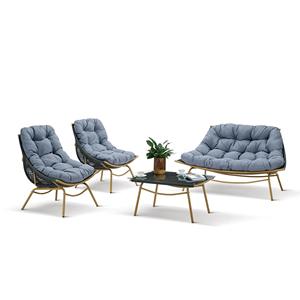 Meilleure vente Ceinture tissée Cadre en acier Verre trempé <span class=keywords><strong>Causeuse</strong></span> paresseux Canapé Ensemble Jardin Mobilier d'extérieur - Product Image 2