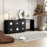 Coiffeuse en bois massif de chambre à coucher design moderne miroir éclairé armoire de rangement à coque intégrée table de maquillage seau noir