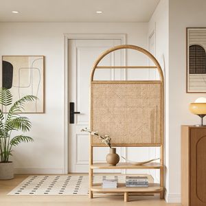 Paravent en bois massif <span class=keywords><strong>de</strong></span> frêne et rotin, design nordique moderne, pour la maison, le salon, la chambre, le bureau, l'hôtel - Product Image 2