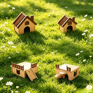 Casa para Hámster <span class=keywords><strong>de</strong></span> Madera Natural Sólida <span class=keywords><strong>de</strong></span> Primera Calidad, Espacio Amplio, Chimenea, Escondite, Decoración para Jaula Interior <span class=keywords><strong>de</strong></span> Hámster Sirio, Venta al por Mayor para Tiendas <span class=keywords><strong>de</strong></span> Mascotas - Product Image 1