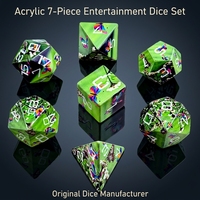 Jeu de dés polyédriques semi-transparents en résine, motif fleur de prunier, 28g, 7 pièces, taille standard, faible MOQ, personnalisable pour jeux de rôle de table