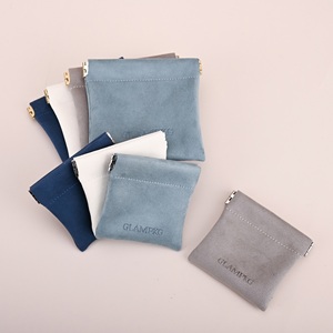 GLAMPKG Custom logo Exquisite Suede Shrapnel <b>Bag</b> Jewelry Pouch Cosmetic Lipstick Automatic Closed <b>Bag</b> <b>Make</b> <b>up</b> Packing <b>Bag</b> - Product Image 2