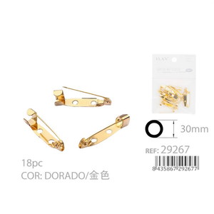 Ilan Broche Alfileres 30mm Dorato 18pz Fermagli per Abiti - Product Image 1