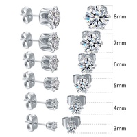 Boucles d'oreilles clous Gaby style populaire en acier inoxydable argent tibétain avec zircon transparent, couleur acier/or, pour enfant, piercing tendance, mariage
