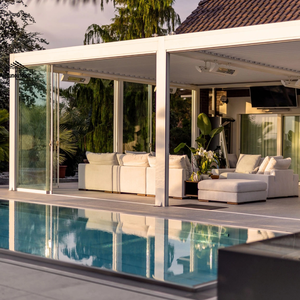 Kits de système de pergola bioclimatique extérieure <span class=keywords><strong>en</strong></span> aluminium avec toit imperméable et système de lames orientables pour jardin, pavillon, gazebo, pergola, pavillon - Product Image 5