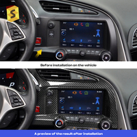Bezel Layar Konsol Tengah Serat Karbon Shasha untuk Corvette C7 2014-2019 Aksesoris Interior