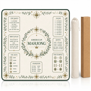 Luxury Forest Green Laurel Wreath Mahjong Table Mat Noise Reduction Neoprene Game Play Mat with Travel Bag for <b>Gifts</b> - Product Image 2