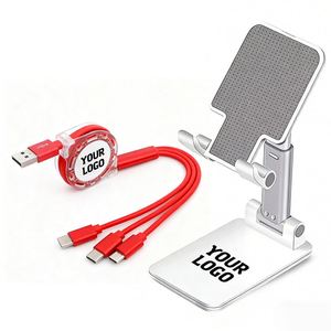 Promotion Electronic Gift Set Custom Logo 3 in 1 Charging Cable Universal Mobile Phone Holders Portable <b>Tablet</b> <b>Stand</b> - Product Image 1