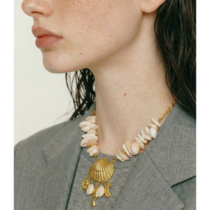 JINYOU 2775 Ocean Style Summer Handmade <strong>Statement</strong> <strong>Necklace</strong> Stainless Steel Shell Seahorse Fish Pendant <strong>Necklace</strong> - Product Image 4