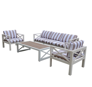 Ensemble de canapé moderne en corde ondulée 4 pièces avec table basse, meubles de loisirs en acier pour patio extérieur, jardin, hôtels - Product Image 2