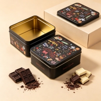 Boîte à biscuits carrée personnalisée en métal pour un stockage sûr des aliments, grande boîte en métal pour biscuits et gâteaux avec couvercle, emballage de qualité alimentaire