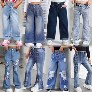 Jeans en denim pour enfants, filles et garçons, de haute qualité, décontractés pour l'été, en spandex/coton, imprimés de fleurs et de dessins animés, longs, style graffiti - Product Image 3