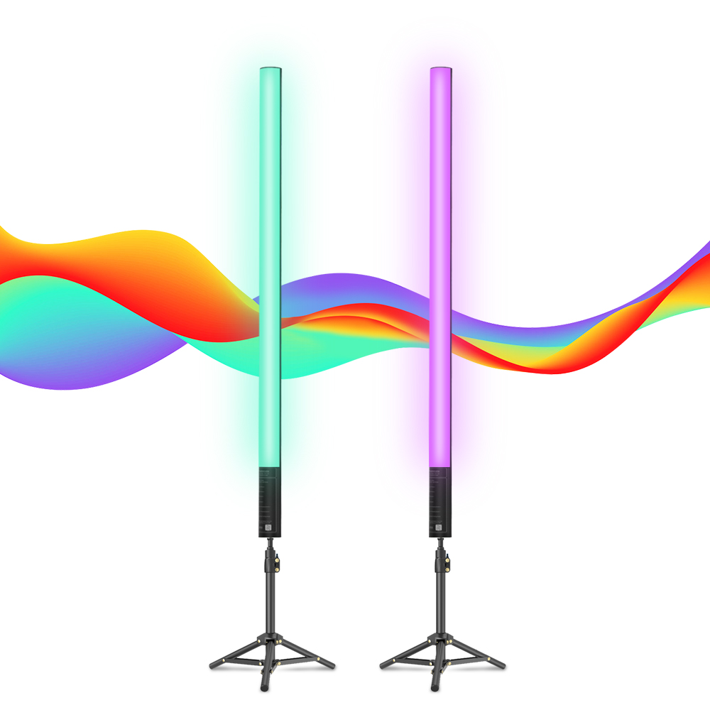 Mood1S 85 centímetros 2Pack RGB Tubo Luzes Controle remoto sem fio Stick Music Sync 117 Efeitos de luz 3ft LED RGB Wand Luz com tripés