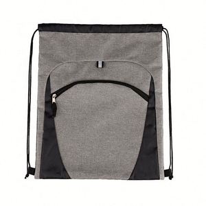 Sac à dos en polyester 210D personnalisé avec logo, poche avant, sac de sport en toile à cordon de serrage, motif lettres, vente en gros - Product Image 1