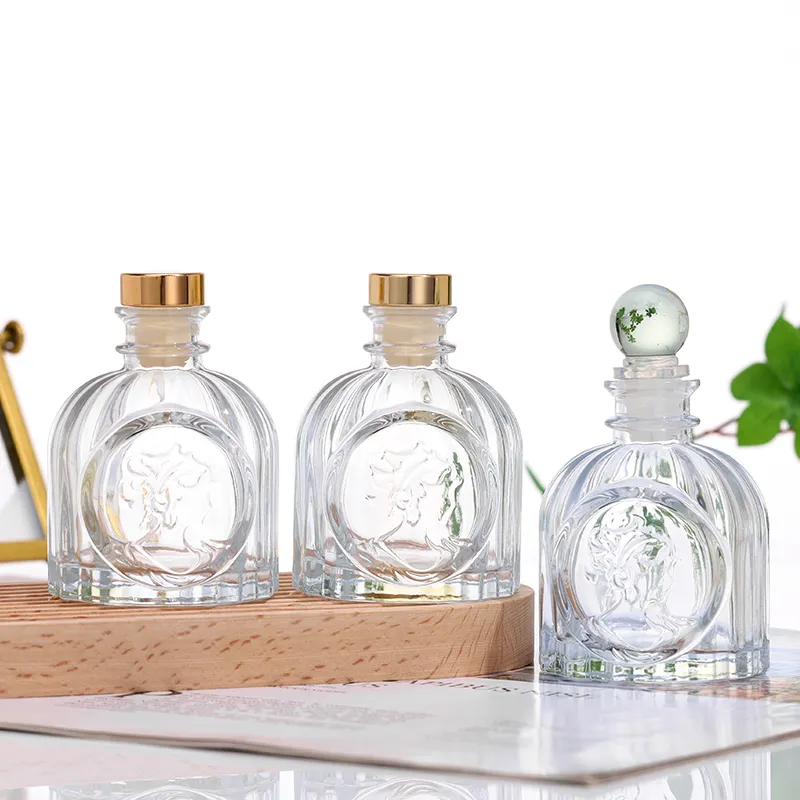 Vente en gros de bouteille en verre transparent de haute qualité 100ml parfum bouteille d'aromathérapie bouchon en caoutchouc