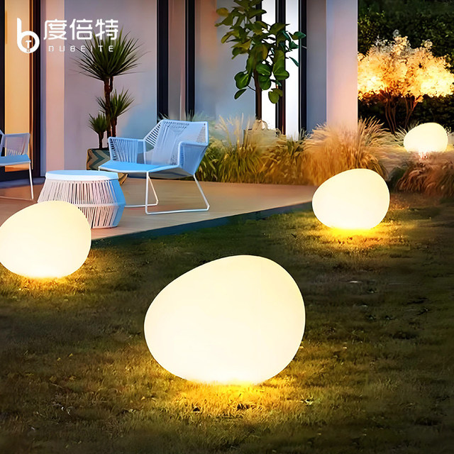 Solar-powered LED Glowing Pebble Lights Outdoor Waterproof IP65 Landscape Garden Ambiance Lawn Lights