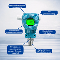 Hanke Explosion Proof Smart Pressure Sensor LCD Display 316L Stainless Steel Diaphragm 0.25% Accuracy IP67 Oil Gas 4-20mA Ex