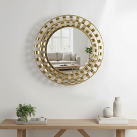Miroir mural décoratif en métal, style nordique, accent de décoration intérieure, 78,11*3,18*78,11CM, miroir mural en métal doré, décoration intérieure de luxe