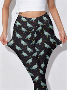 Leggings de <span class=keywords><strong>yoga</strong></span> taille haute pour femmes, imprimé <span class=keywords><strong>pigeon</strong></span> amusant, coupe ajustée, illustration animale originale, pantalon de sport, vêtements de sport - Product Image 2