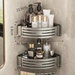 Vendita calda Multi alluminio parete adesiva staffa Rack stoccaggio doccia Caddy <span class=keywords><strong>bagno</strong></span> <span class=keywords><strong>mensola</strong></span> angolare - Product Image 4
