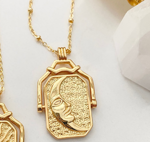 Giratorio cuadrado oro sol y <span class=keywords><strong>luna</strong></span> colgante collar oro relleno sol celestial collar sonriente sol y <span class=keywords><strong>luna</strong></span> joyería - Product Image 5