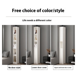 Estantería de madera de pie personalizada superestrecha <span class=keywords><strong>con</strong></span> gabinete de almacenamiento de esquina <span class=keywords><strong>con</strong></span> abertura Estantería pequeña simple para uso en el suelo - Product Image 6