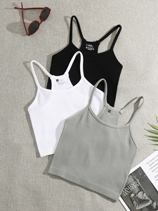 Stelle Débardeur court pour femme, respirant, écologique, coupe ajustée, en maille côtelée, à bretelles sexy, pour le yoga, le fitness et le quotidien estival - Product Image 5