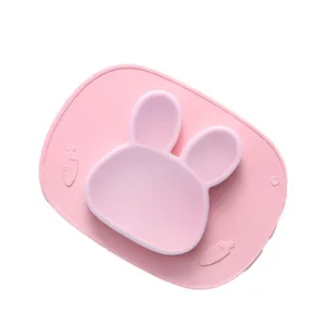 Baby Dinner Plate Baby Suction Cup Compartment Tableware Learning To Eat Training Cartoon Silicone Complementary Food Tableware