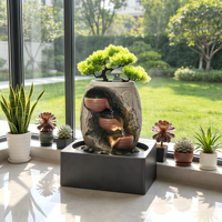 Ornement de relaxation pour la maison et le bureau, fontaine zen japonaise à 3 niveaux, pots en cascade, arbre bonsaï, pagode, décoration intérieure