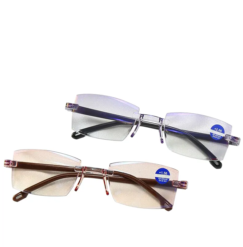 B1405 पुरुषों महिलाओं Rimless चश्मा पढ़ना दूर पास विरोधी नीले प्रकाश बढ़ाई Antifatigue Eyewear Presbyopic चश्मा पढ़ना
