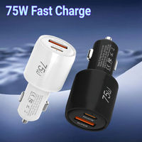 Chargeur de voiture 75W PD45W Type C QC3.0 USB double port, adaptateur de charge rapide pour téléphone portable, iPhone, Samsung, ordinateur portable