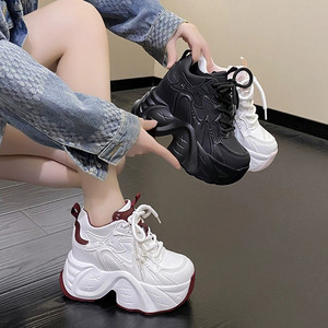 Vente en gros semelle épaisse 10.5 cm talons hauts chaussures décontractées <span class=keywords><strong>à</strong></span> lacets <span class=keywords><strong>baskets</strong></span> compensées pour femmes - Product Image 1