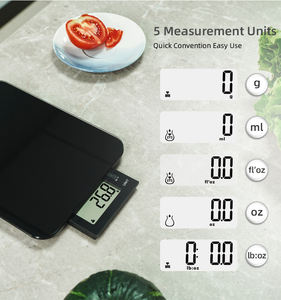 गर्म बिक्री इलेक्ट्रॉनिक ग्लास रसोई स्केल छोटे डिजिटल वजन पैमाने पर भोजन मापने वाली बैटरी से चलने वाले अधिकतम 10 किलोग्राम - Product Image 3