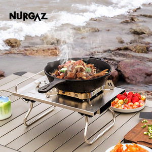 Poêle en fonte NURGAZ pour le camping, noire, non revêtue, épaisse, portable, pour la cuisson en extérieur - Product Image 1