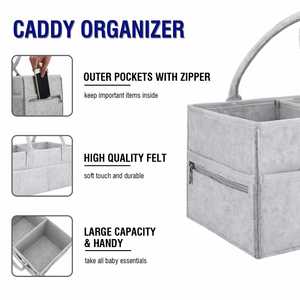 Cesta de Guardería - Organizador de Pañales para Bebé para Cambiador - Bolsa de Transporte Portátil - Organizador de Auto con Divisor Extraíble - Product Image 3