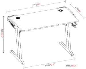 โต๊ะคอมพิวเตอร์สำหรับเล่นเกมส์สีดำแบบ V-mount สำหรับบ้าน/สำนักงาน/ห้องคอมพิวเตอร์ ปรับระดับได้ พร้อมล้อเลื่อน รับน้ำหนักได้ 80 กก. รุ่น VM-GT01-P - Product Image 3
