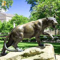 Sculpture personnalisée de léopard en bronze de taille réelle pour l'extérieur en métal
