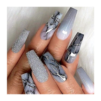 Offre Spéciale – Ongles Longs Ballerina Coffin Diamantés – Ongles Press-on de Luxe – Boîte Personnalisée – Ongles Artificiels Personnalisables pour Noël