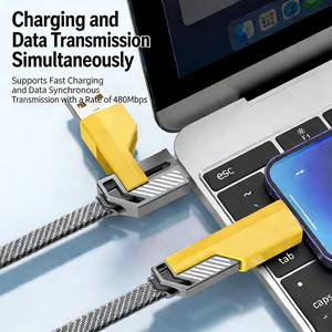 Paduan Seng Pd Empat-Dalam-Satu untuk Kabel Pengisian Daya Super Cepat Huawei Tipe-C Jalinan Nilon Data Ponsel Pengisian Cepat Multi-Fungsi - Product Image 5
