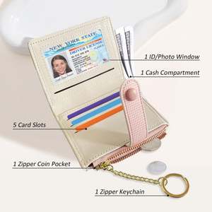 Portefeuille esthétique en similicuir imprimé motif floral avec plusieurs emplacements pour cartes, fermeture éclair et porte-clés pour l'organisation des essentiels quotidiens - Product Image 2