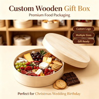 Boîte cadeau en contreplaqué jetable personnalisée pour l'emballage de détail, petits contenants de luxe pour gâteaux et sandwichs/salades avec logo personnalisé