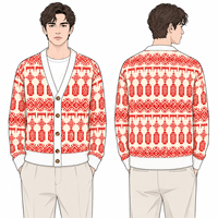 Vente directe usine : Cardigan en laine pour homme, col en V, respirant, printemps, avec logo jacquard personnalisé