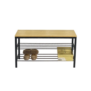 3 Tier Metal Shoe Racks with Wooden Industrial Shoe Storage Organizer