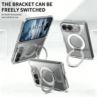 Étui de protection transparent antichoc GSCASE pour iPhone Duo 360 °   Support magnétique rotatif pour téléphone, coque pliable