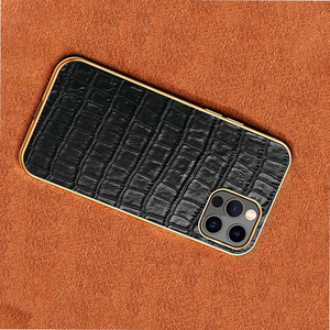 Chấp Nhận Biểu Tượng Tùy Chỉnh Mô Hình Mới Cá Sấu Mô Hình Da Bò Kim Loại Sang Trọng Điện Thoại Di Động Trường Hợp Da Cao End Vỏ - Product Image 6