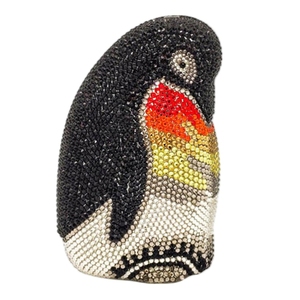 Sac de soirée de luxe pour femme, pochette ornée de strass et de cristaux, motif pingouin, sac à main scintillant pour événements, sorties au zoo et fêtes - Product Image 3